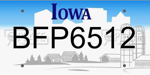 BFP6512 Iowa License Plate