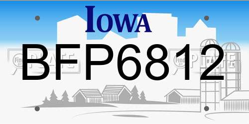 BFP6812 Iowa License Plate