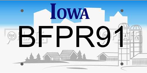BFPR91 Iowa License Plate