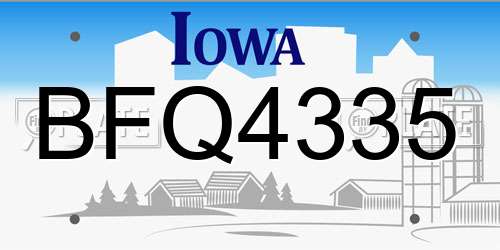 BFQ4335 Iowa License Plate