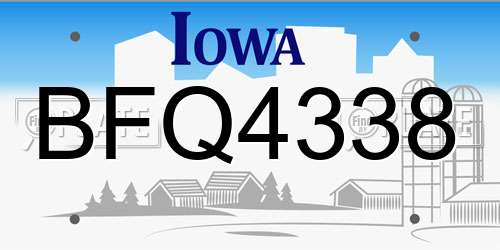 BFQ4338 Iowa License Plate