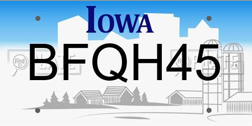 BFQH45 Iowa License Plate
