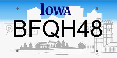 BFQH48 Iowa License Plate