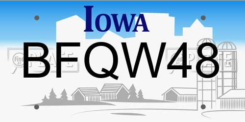 BFQW48 Iowa License Plate