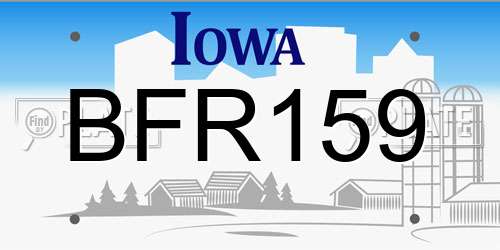 BFR159 Iowa License Plate