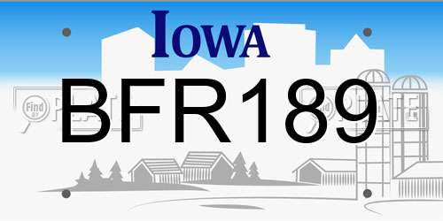 BFR189 Iowa License Plate