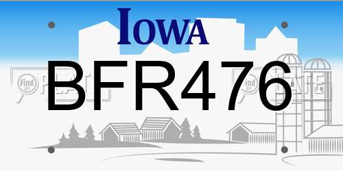 BFR476 Iowa License Plate