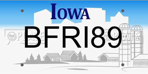 BFRI89 Iowa License Plate