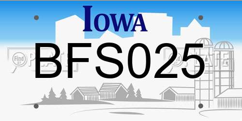 BFS025 Iowa License Plate