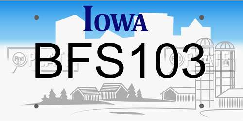 BFS103 Iowa License Plate