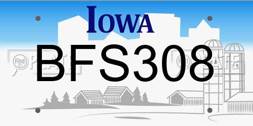 BFS308 Iowa License Plate