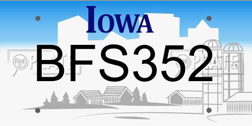 BFS352 Iowa License Plate