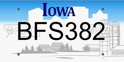 BFS382 Iowa License Plate