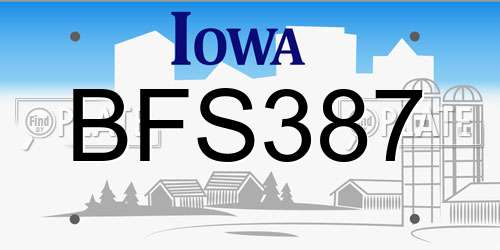 BFS387 Iowa License Plate
