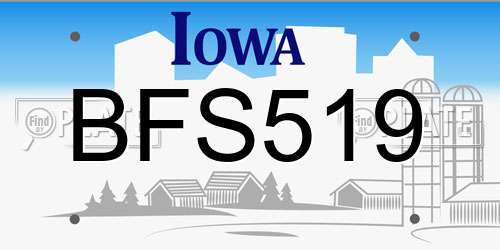 BFS519 Iowa License Plate