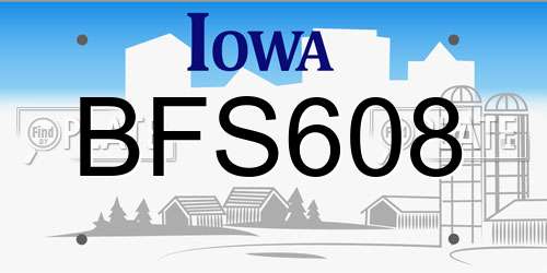 BFS608 Iowa License Plate