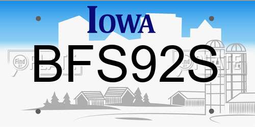 BFS92S Iowa License Plate