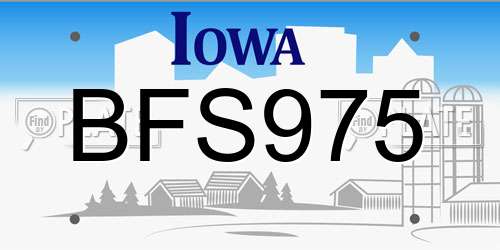 BFS975 Iowa License Plate