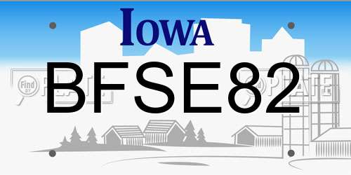 BFSE82 Iowa License Plate