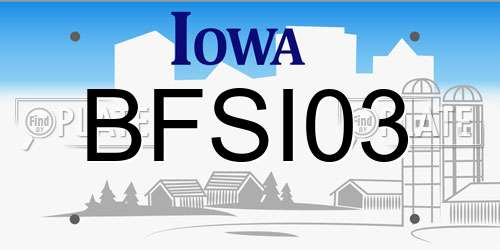 BFSI03 Iowa License Plate