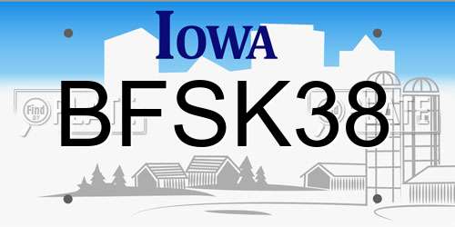 BFSK38 Iowa License Plate