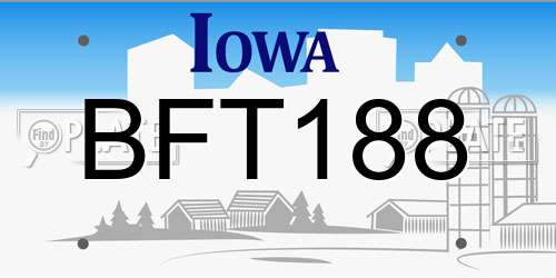 BFT188 Iowa License Plate