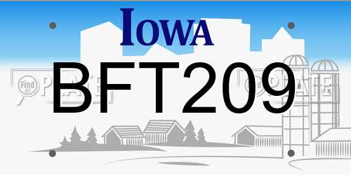 BFT209 Iowa License Plate