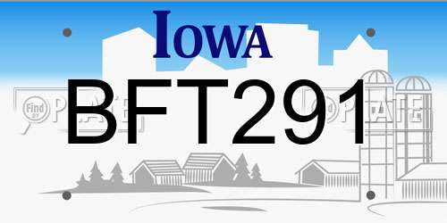 BFT291 Iowa License Plate