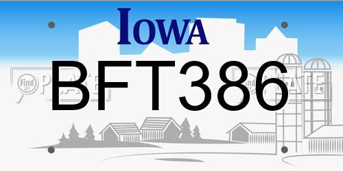 BFT386 Iowa License Plate
