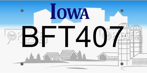 BFT407 Iowa License Plate
