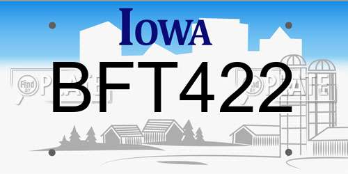 BFT422 Iowa License Plate