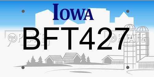 BFT427 Iowa License Plate