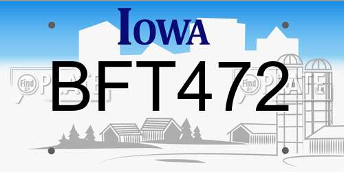BFT472 Iowa License Plate