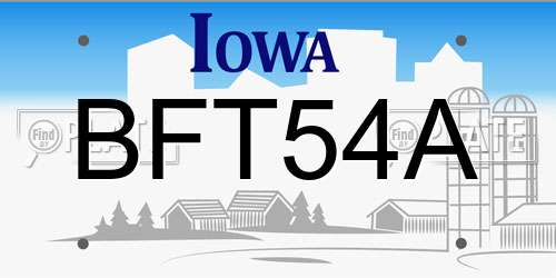BFT54A Iowa License Plate