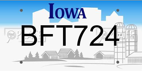 BFT724 Iowa License Plate