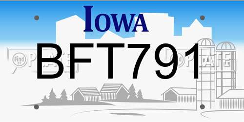 BFT791 Iowa License Plate