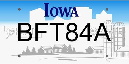 BFT84A Iowa License Plate