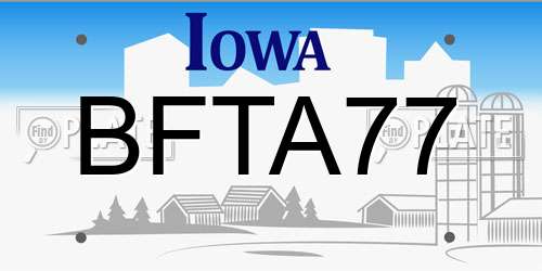 BFTA77 Iowa License Plate