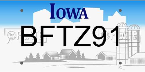 BFTZ91 Iowa License Plate
