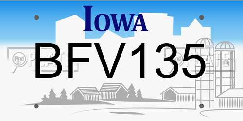 BFV135 Iowa License Plate