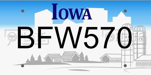 BFW570 Iowa License Plate