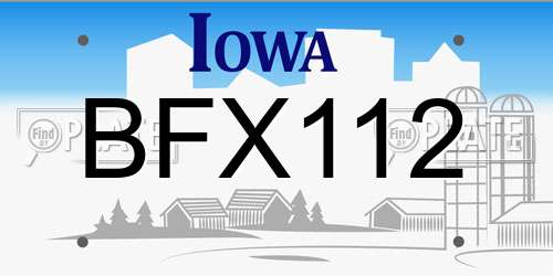BFX112 Iowa License Plate