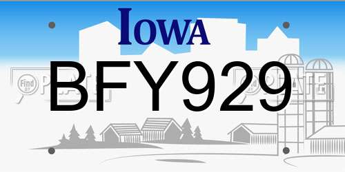 BFY929 Iowa License Plate