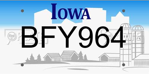 BFY964 Iowa License Plate