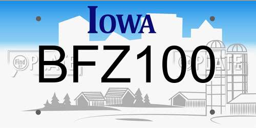 BFZ100 Iowa License Plate