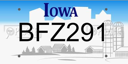 BFZ291 Iowa License Plate