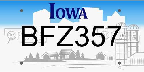 BFZ357 Iowa License Plate