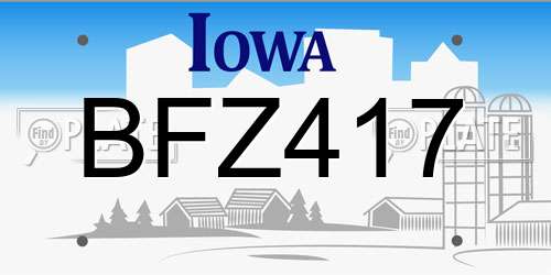 BFZ417 Iowa License Plate