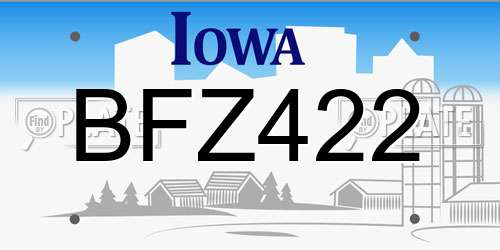 BFZ422 Iowa License Plate