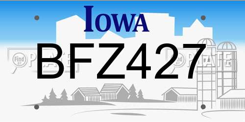 BFZ427 Iowa License Plate